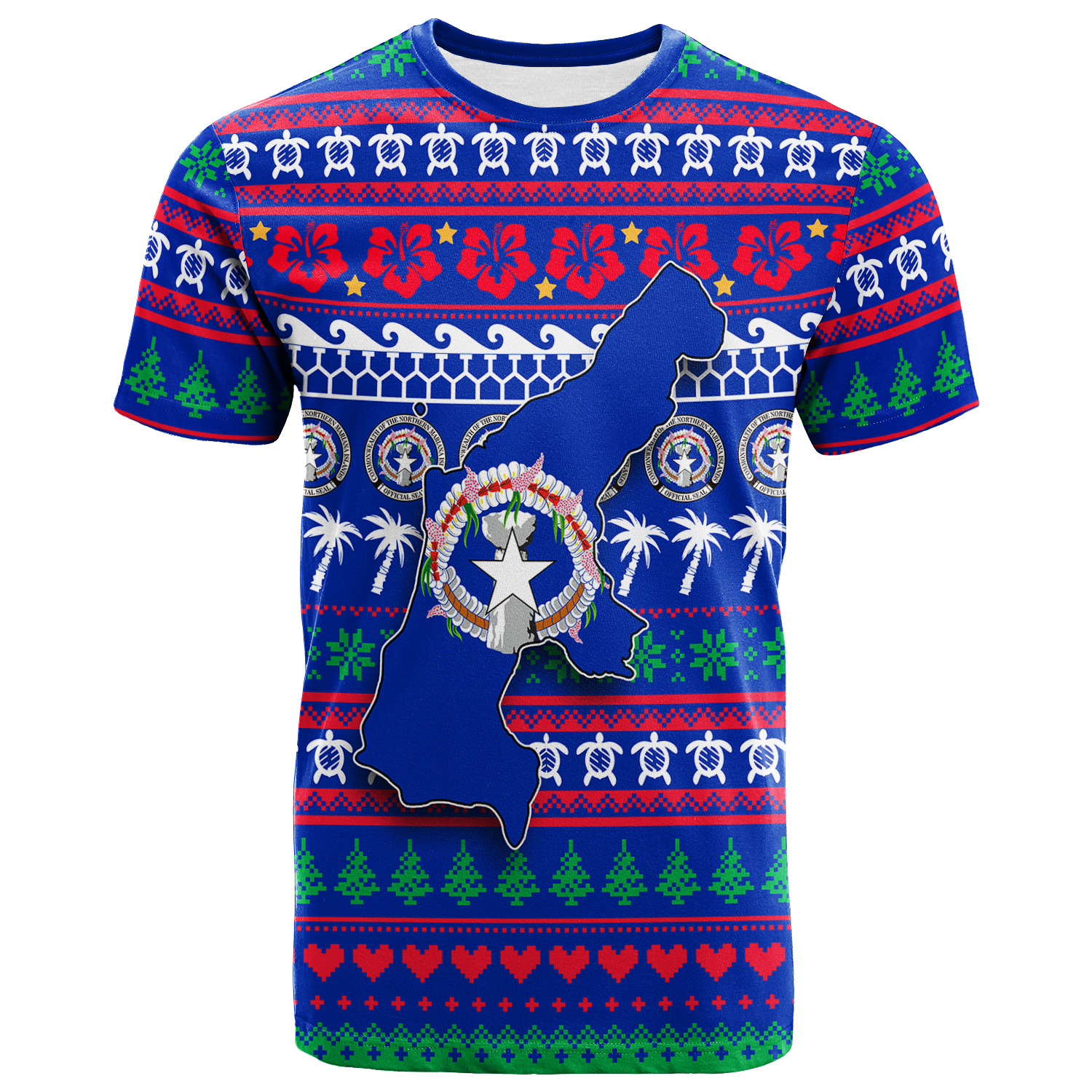 Northern Mariana Islands Christmas T Shirt Ugly Christmas LT12 Unisex Blue - Polynesian Pride