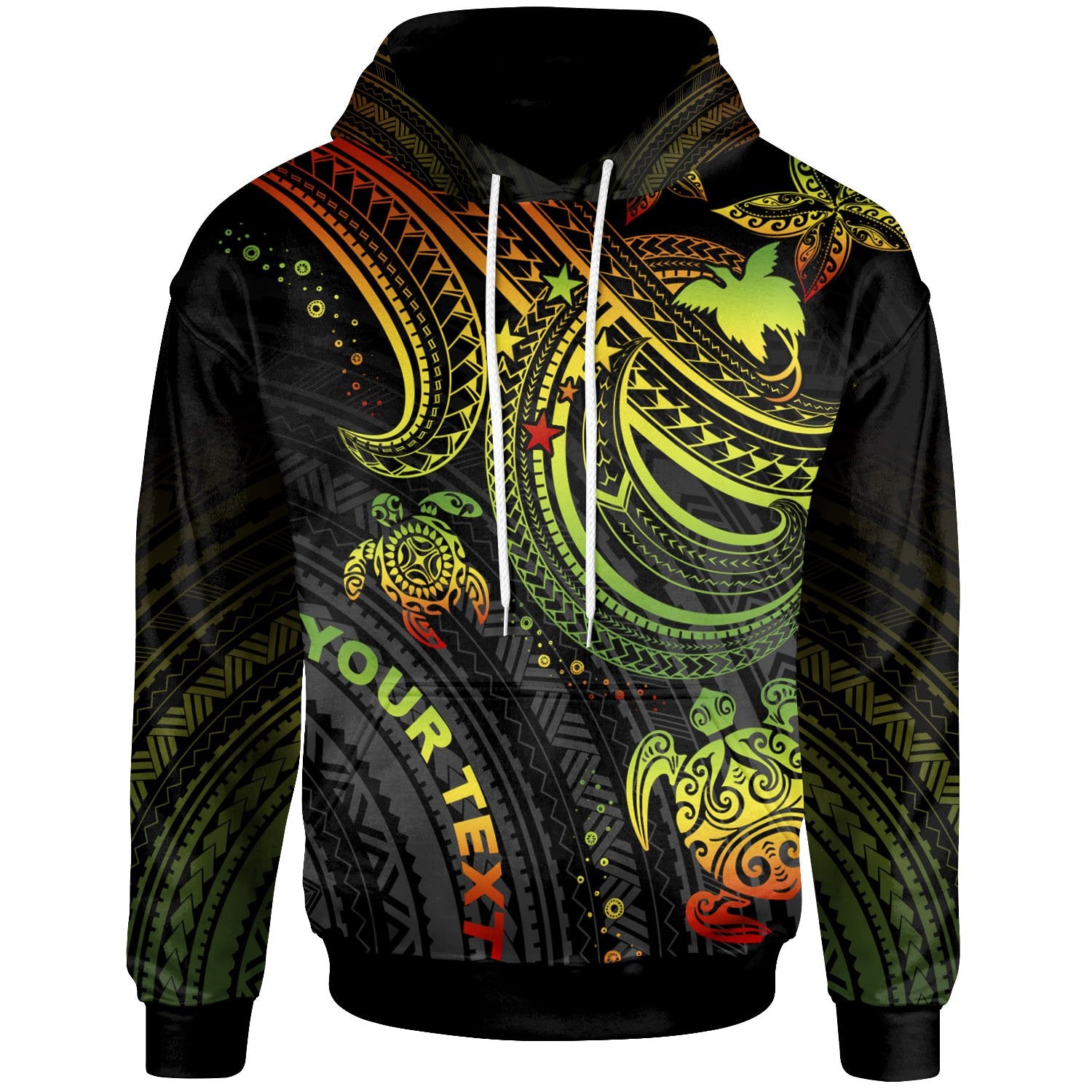 Papua New Guinea Custom Hoodie Reggae Turtle Unisex Reggae - Polynesian Pride