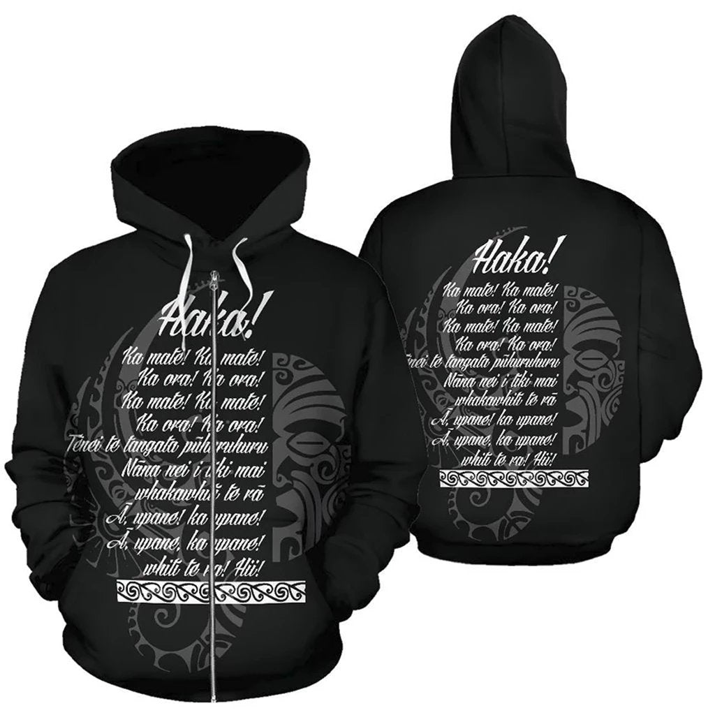 Haka Zip up Hoodie Maori Moko - Polynesian Pride