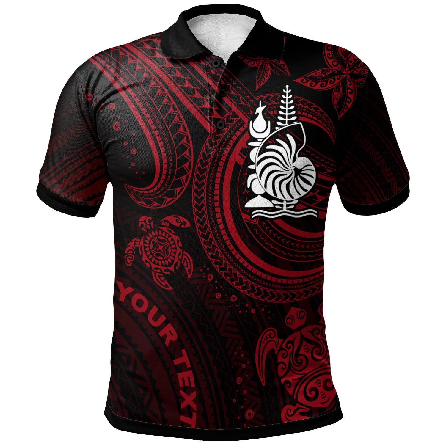 New Caledonia Custom Polo Shirt Red Turtle Unisex Red - Polynesian Pride