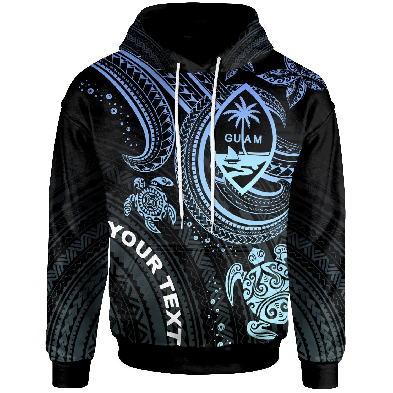 Guam Custom Hoodie Blue Turtle Unisex Blue - Polynesian Pride