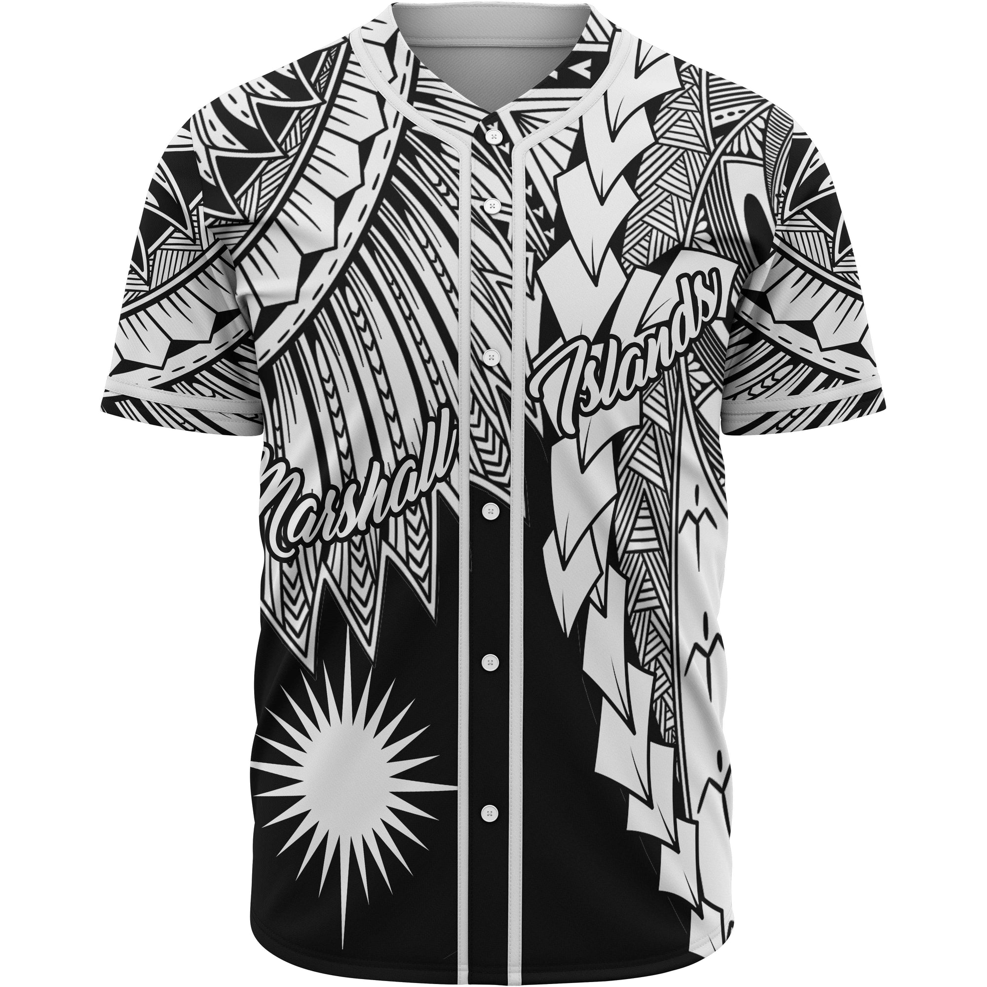 Marshall Islands Polynesian Baseball Shirt - Tribal Wave Tattoo White Unisex White - Polynesian Pride