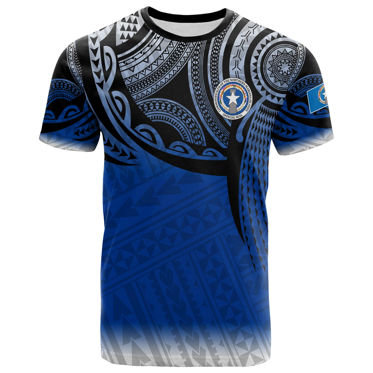 Northern Mariana Islands Polynesian T Shirt Tattoo Pattern Unisex Blue - Polynesian Pride