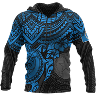 Northern Mariana Islands Polynesian Hoodie Blue Turtle Unisex BLUE - Polynesian Pride