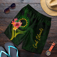 Cook Islands Polynesian Men's Short - Floral With Seal Flag Color - Polynesian Pride