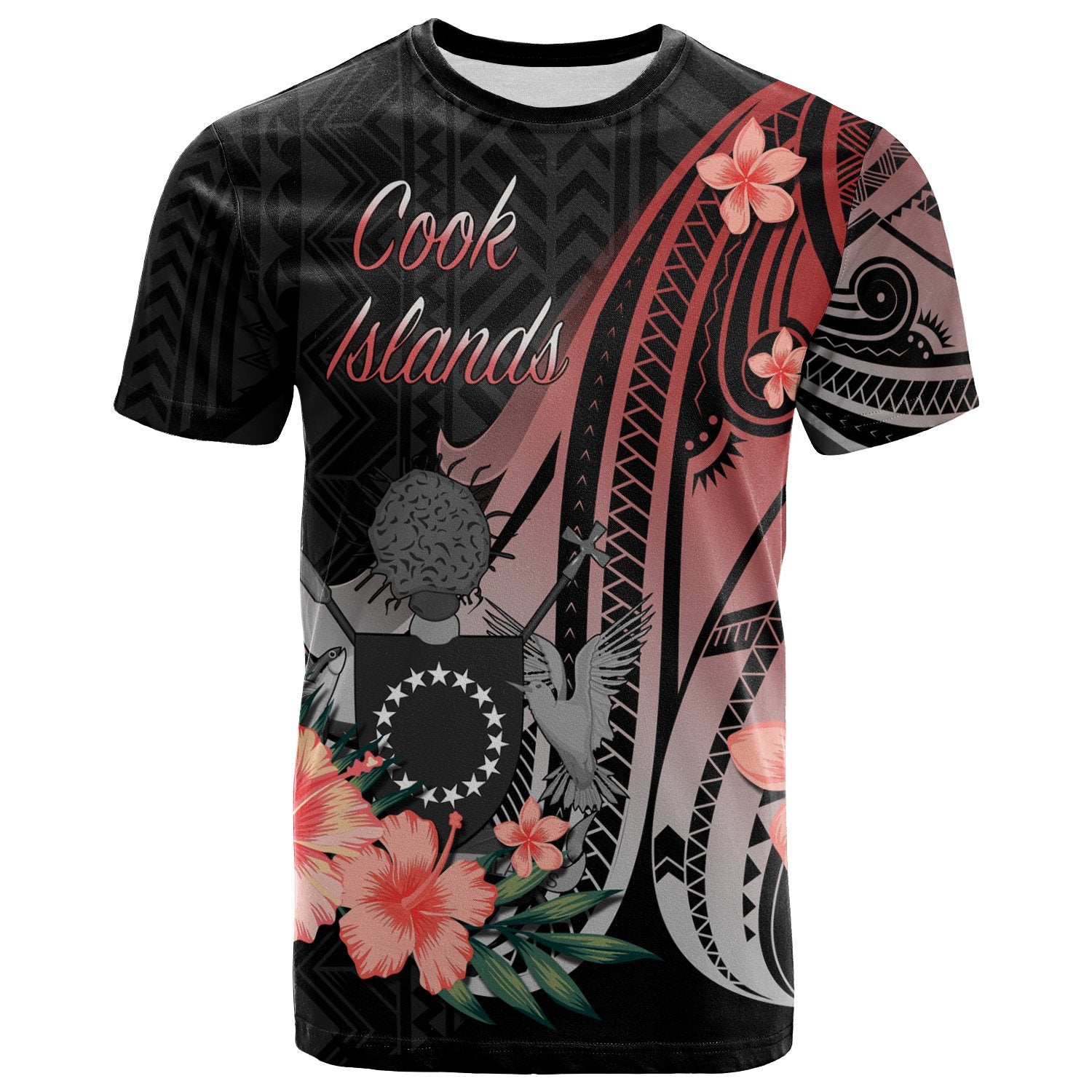 Cook Islands T Shirt Red Polynesian Hibiscus Pattern Style Unisex Red - Polynesian Pride