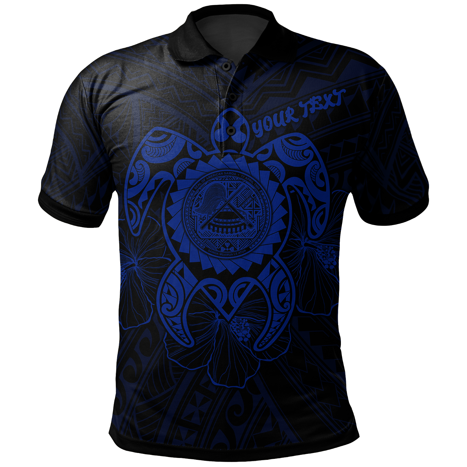 American Samoa Polynesian Custom Polo Shirt Vintage Polynesian Turtle (Blue) Unisex Blue - Polynesian Pride