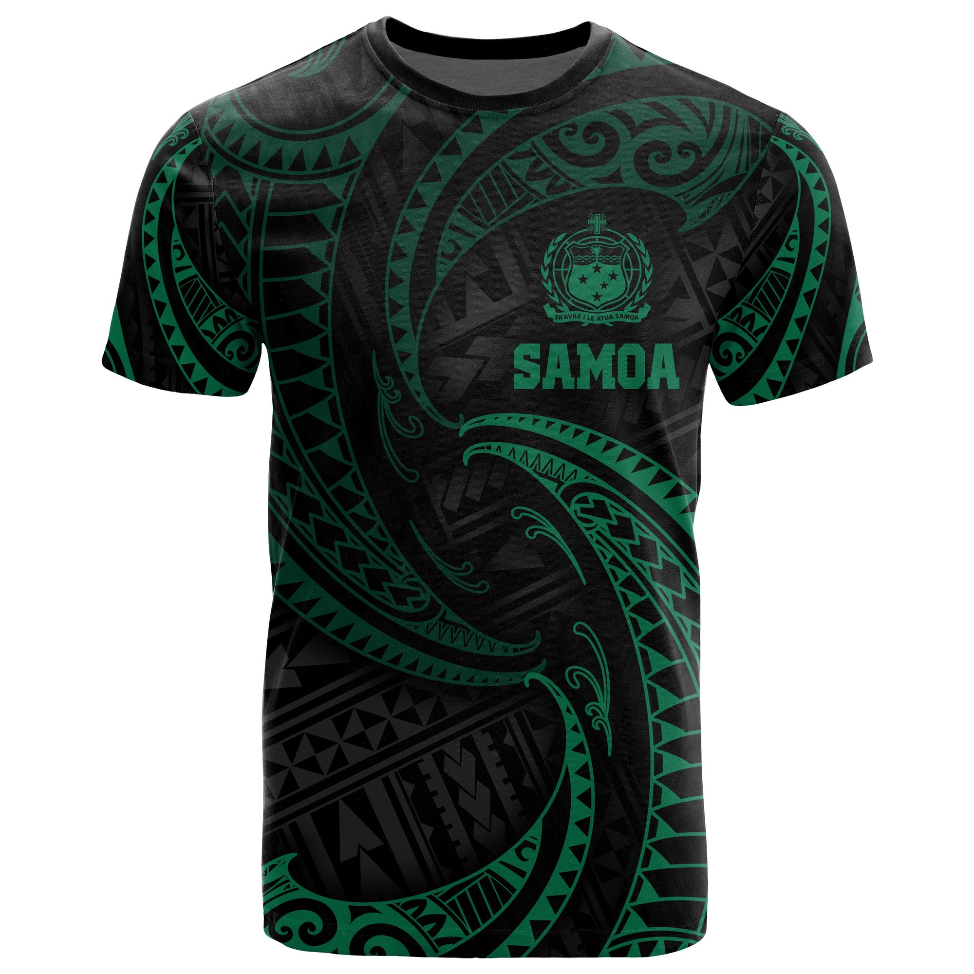 Samoa Polynesian T Shirt Green Tribal Wave Unisex Green - Polynesian Pride