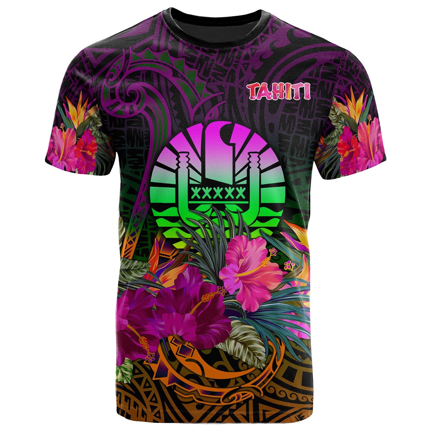 Tahiti Polynesian T Shirt Summer Hibiscus Unisex Reggae - Polynesian Pride