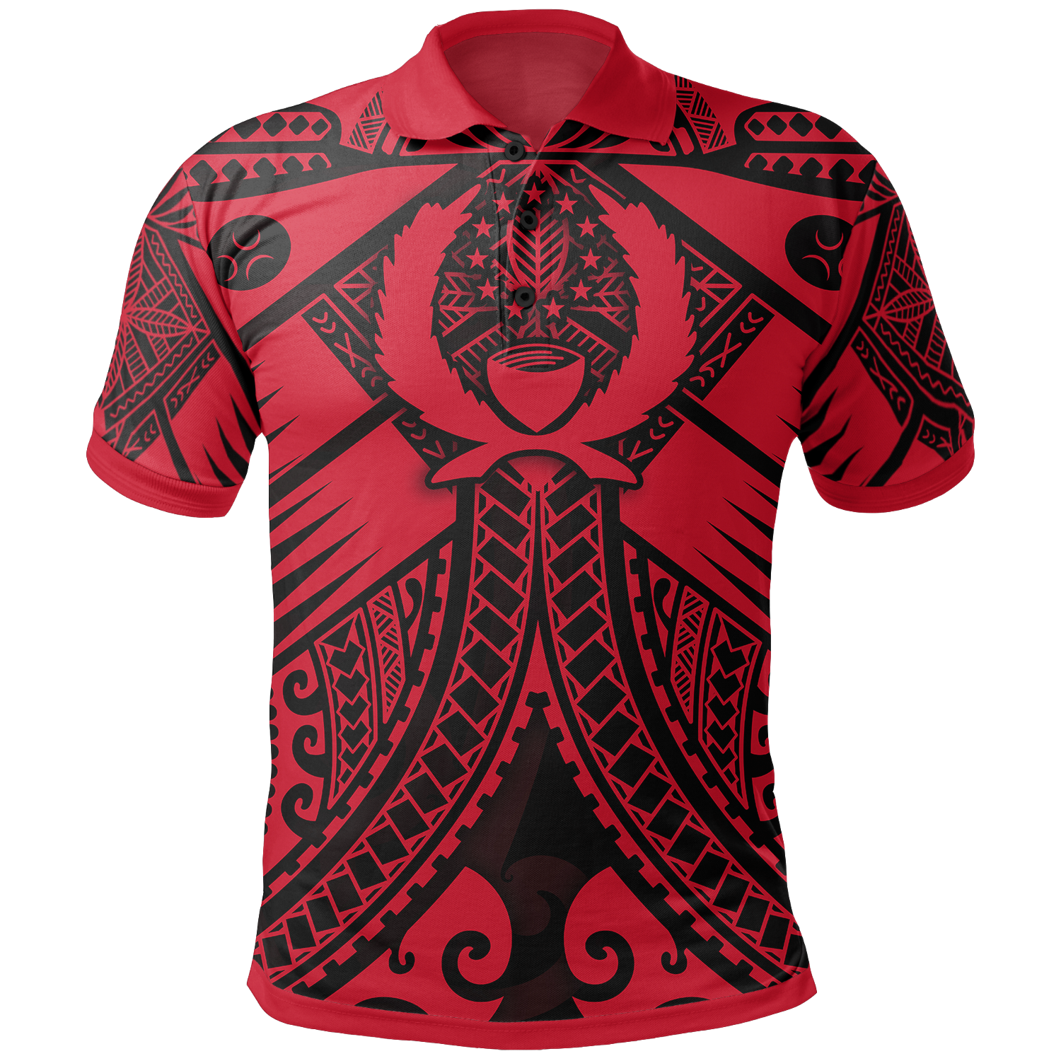 Pohnpei Polo Shirt Red Seal with Polynesian Tattoo Unisex Red - Polynesian Pride