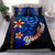 Cook Islands Custom Personalised Bedding Set - Vintage Tribal Mountain Blue - Polynesian Pride