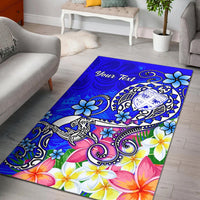 Fiji Custom Personalised Area Rug - Turtle Plumeria (Blue) Blue - Polynesian Pride