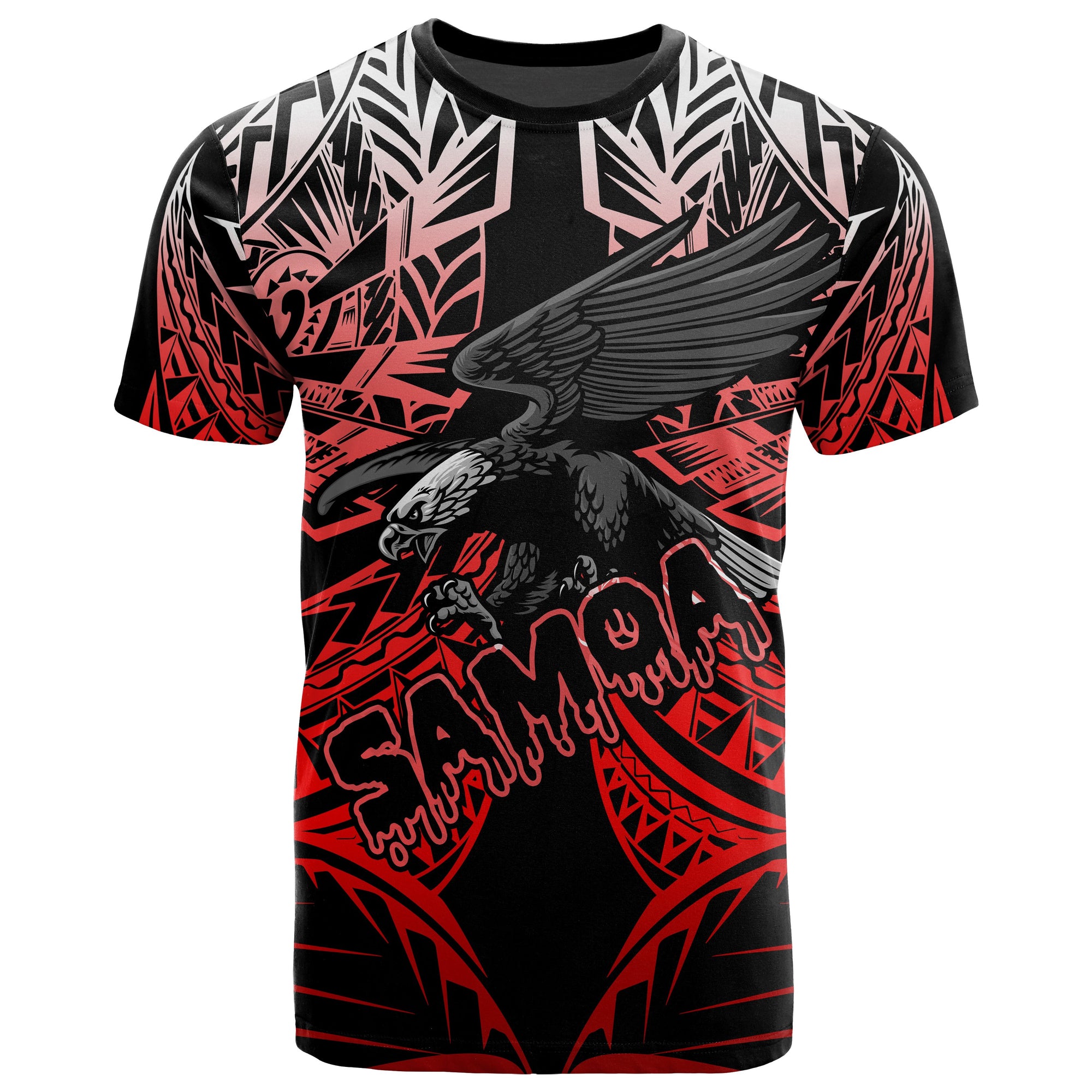 Samoa Polynesian T Shirt Eagle Tribal Pattern Red Unisex Red - Polynesian Pride