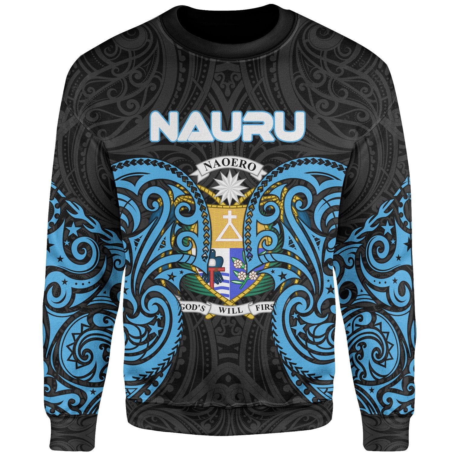 Nauru Polynesian Sweater - Spirit Style Blue Unisex Blue - Polynesian Pride