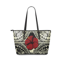 Personalised - Hawaii Hibiscus Culture Polynesian Large Leather Tote - Polynesian Pride