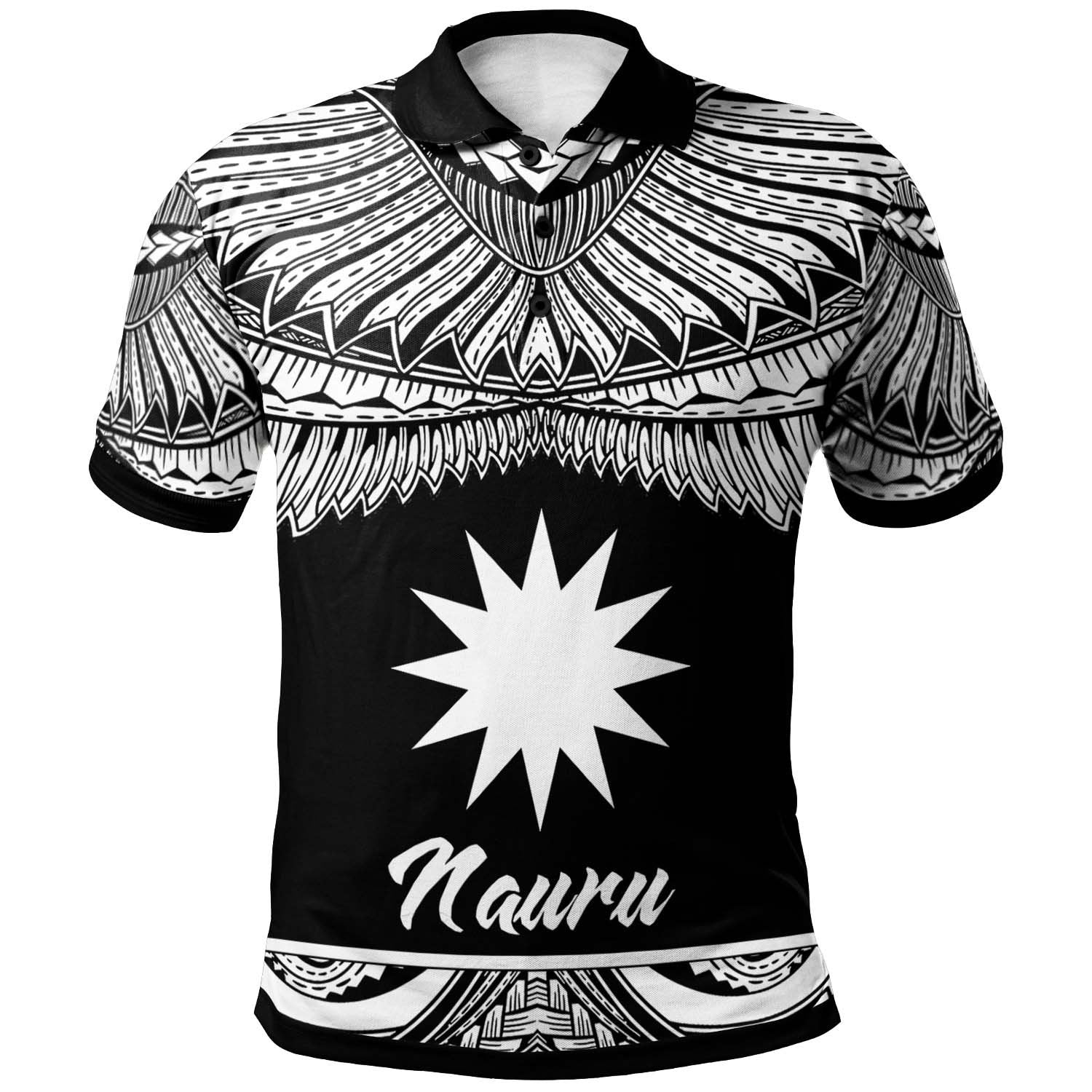 Nauru Polo Shirt Polynesian Tattoo White Version Unisex White - Polynesian Pride