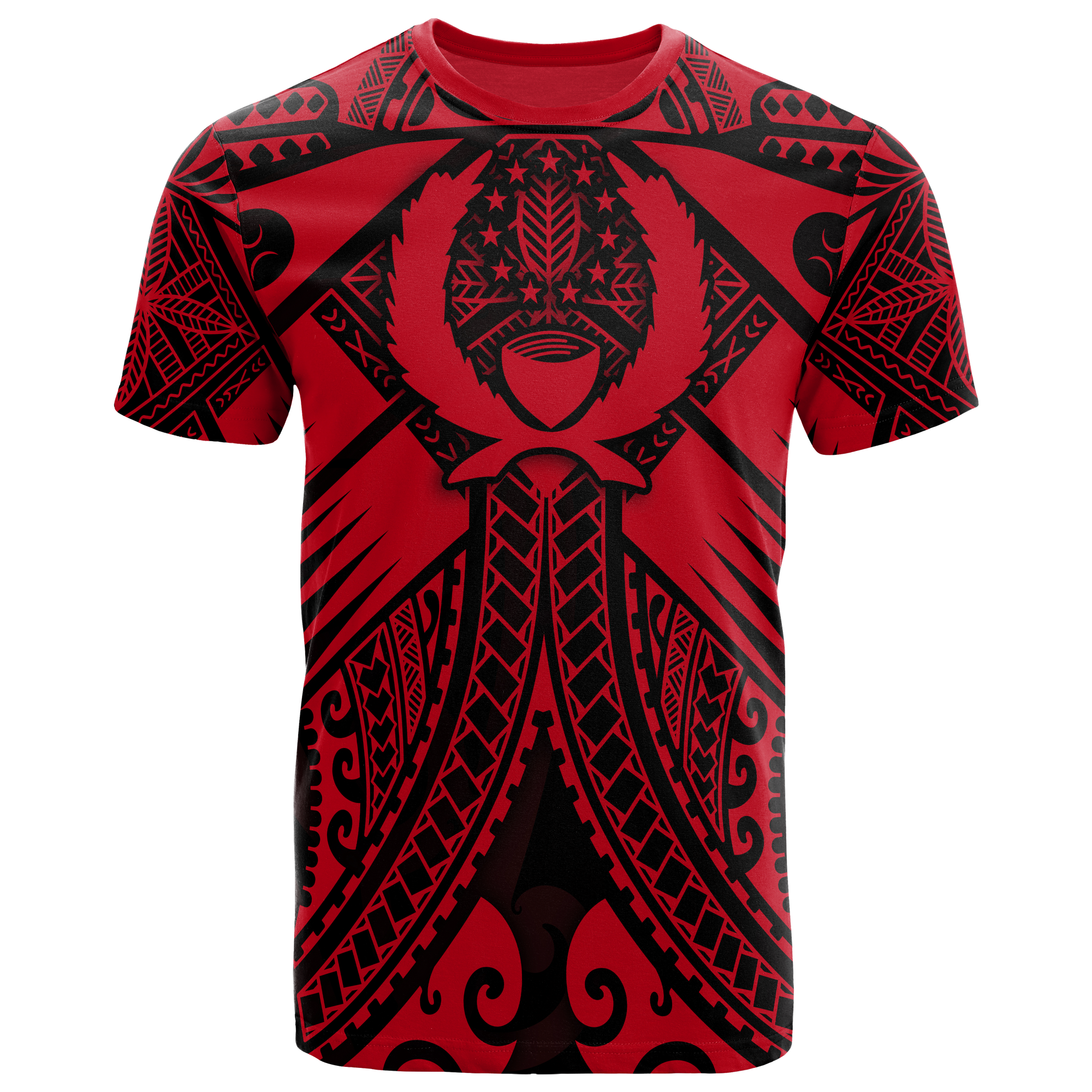 Pohnpei T Shirts Red Seal with Polynesian Tattoo Unisex Red - Polynesian Pride