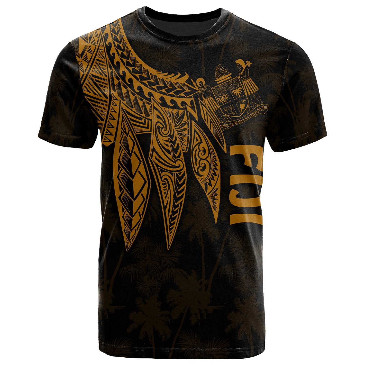 Fiji T Shirt Polynesian Wings (Golden) Unisex Reggae - Polynesian Pride