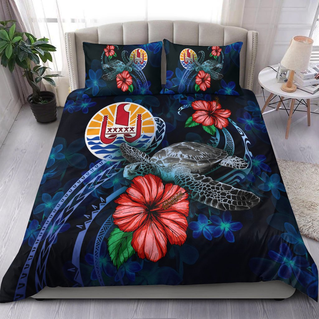 Tahiti Polynesian Bedding Set - Blue Turtle Hibiscus Blue - Polynesian Pride