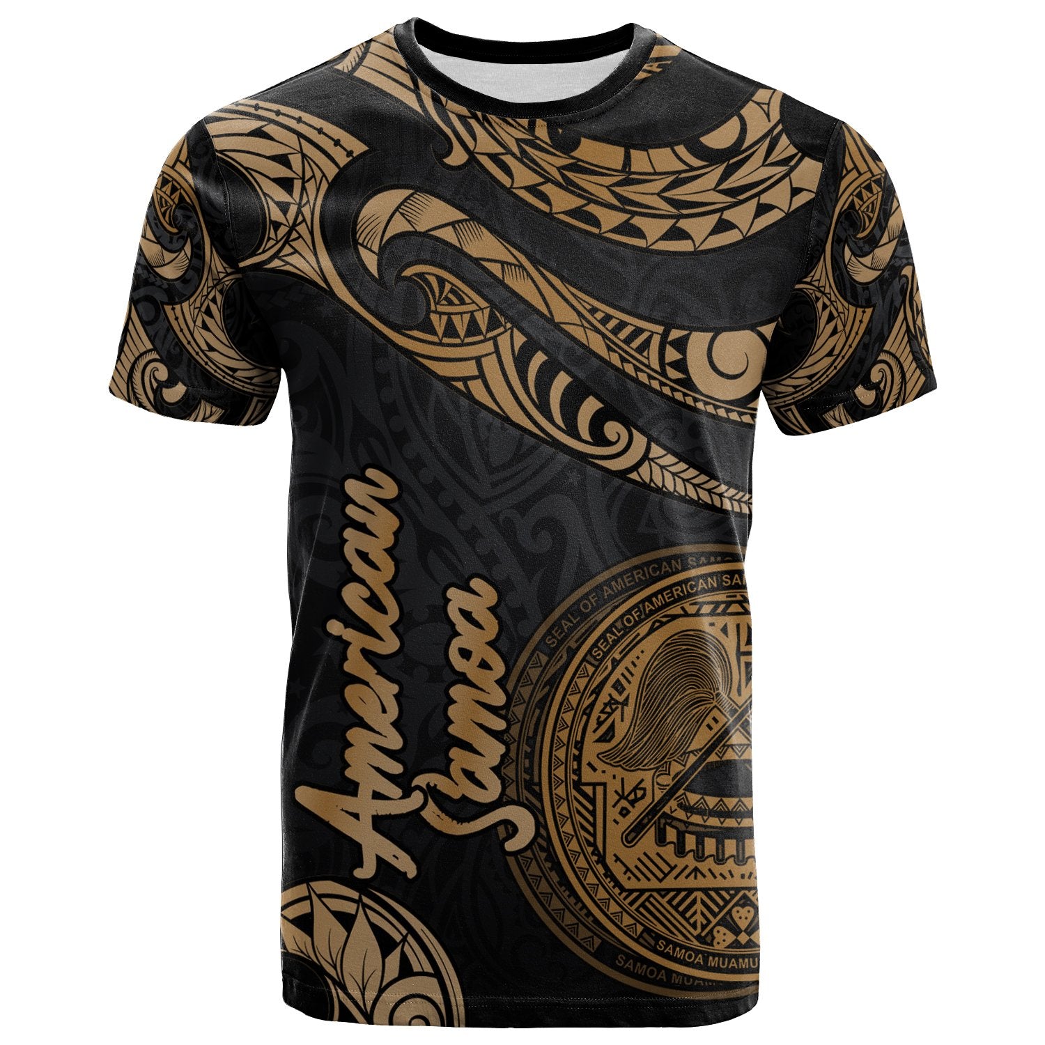 American Samoa Polynesian T Shirt Polynesian Tattoo Gold Version Unisex Art - Polynesian Pride