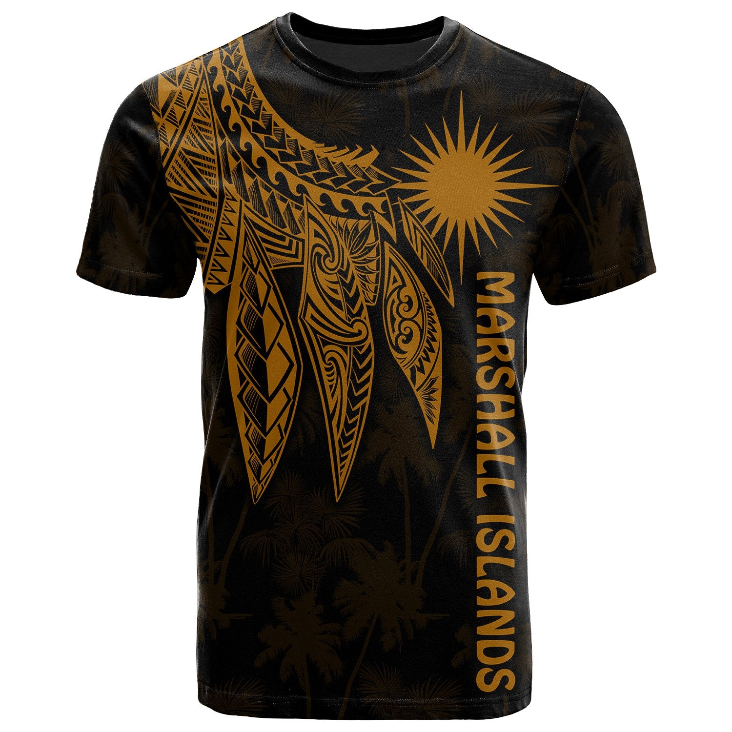 Marshall Islands T Shirt Polynesian Wings (Golden) Unisex Golden - Polynesian Pride