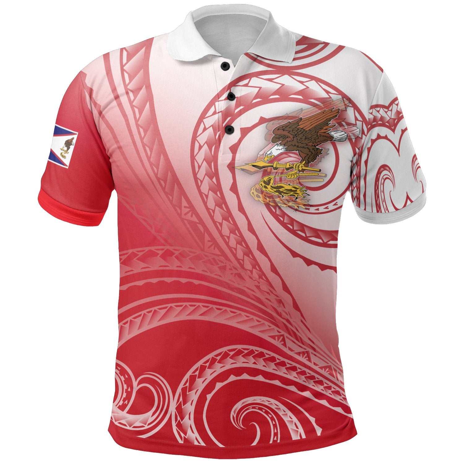 American Samoa Polynesian Polo Shirt Bald Eagle (Red) Unisex Red - Polynesian Pride