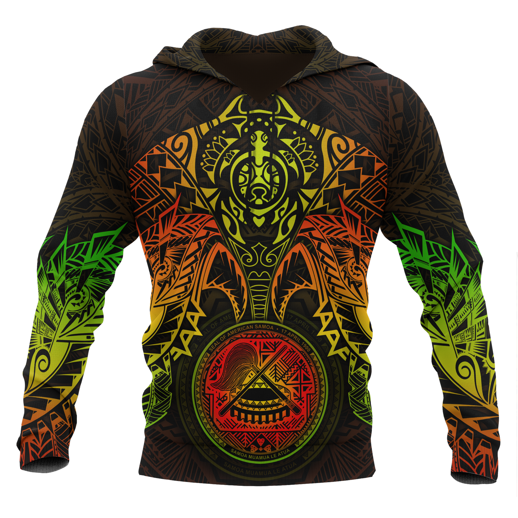 American Samoa Polynesian Hoodie Reggae Turtle Manta Ray Unisex RED - Polynesian Pride