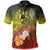 Tonga Polo Shirt Humpback Whale with Tropical Flowers (Yellow) Unisex Yellow - Polynesian Pride