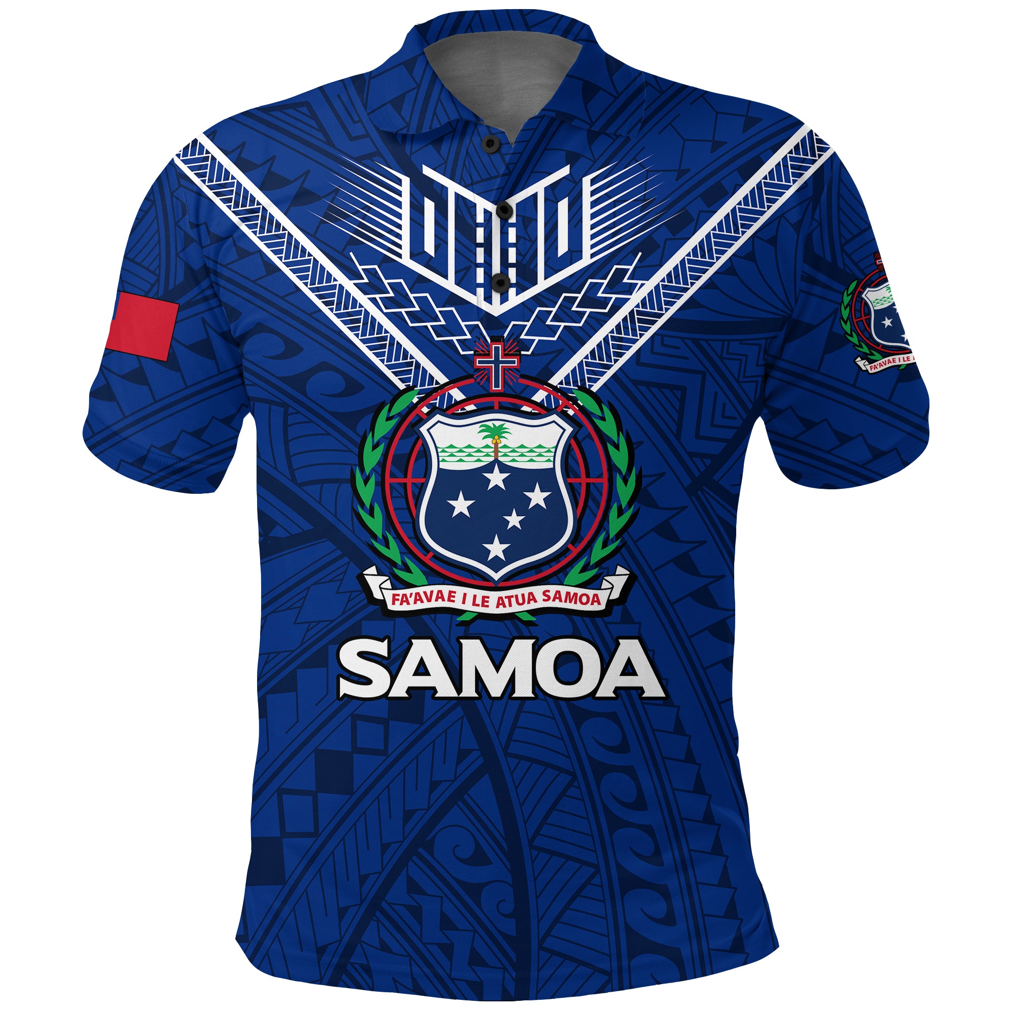 Samoa Polo Shirt Samoan Warrior Pride LT12 Unisex Blue - Polynesian Pride