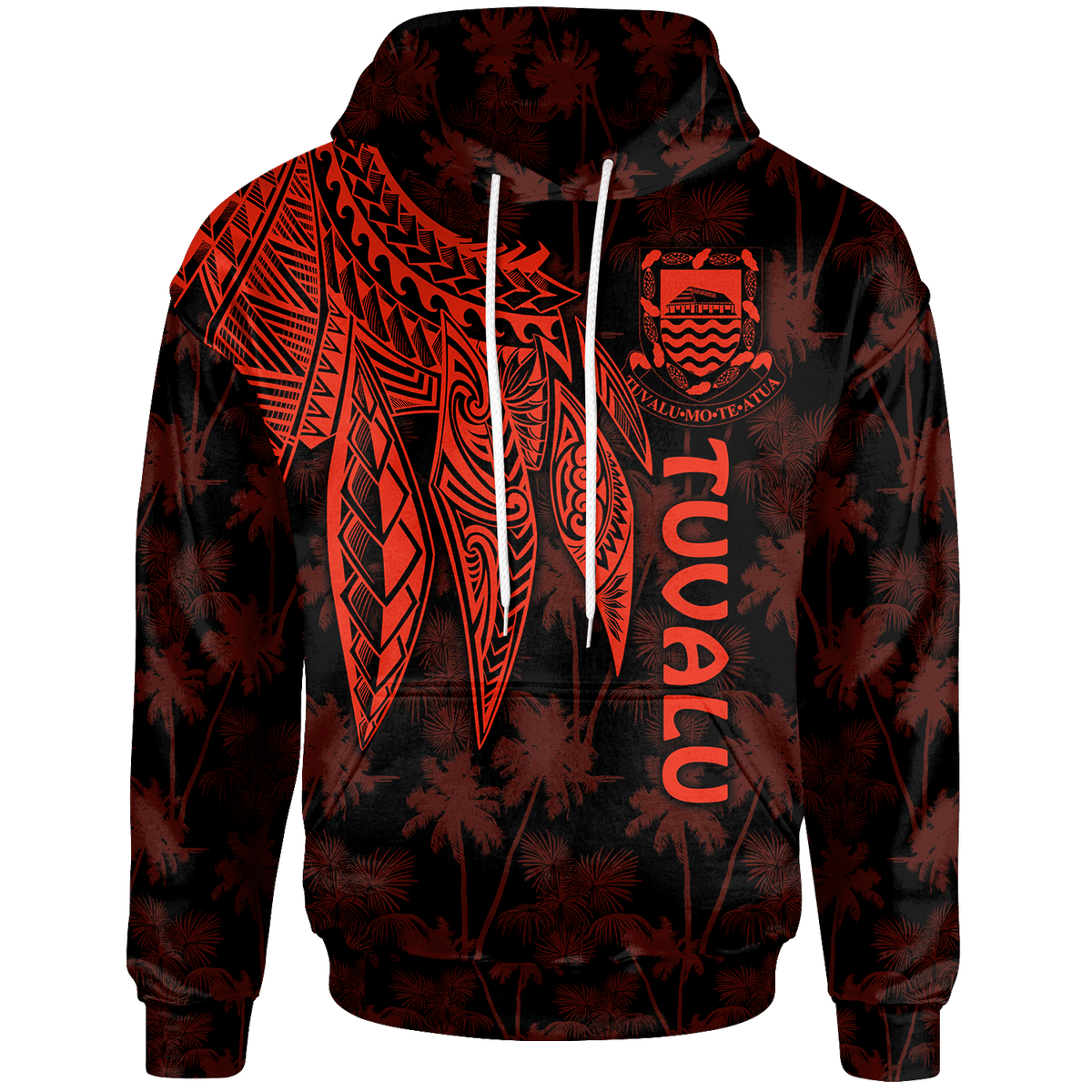 Tuvalu Hoodie Polynesian Wings (Red) Unisex Red - Polynesian Pride