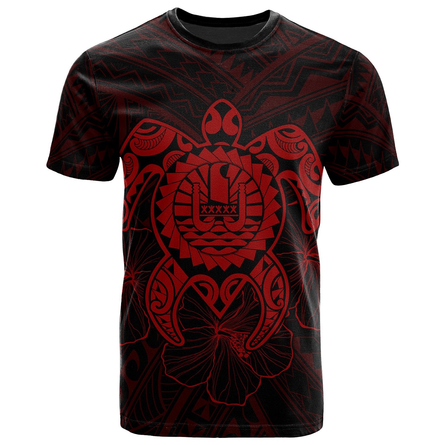 Tahiti Polynesian T Shirt Vintage Polynesian Turtle (Red) Unisex Red - Polynesian Pride