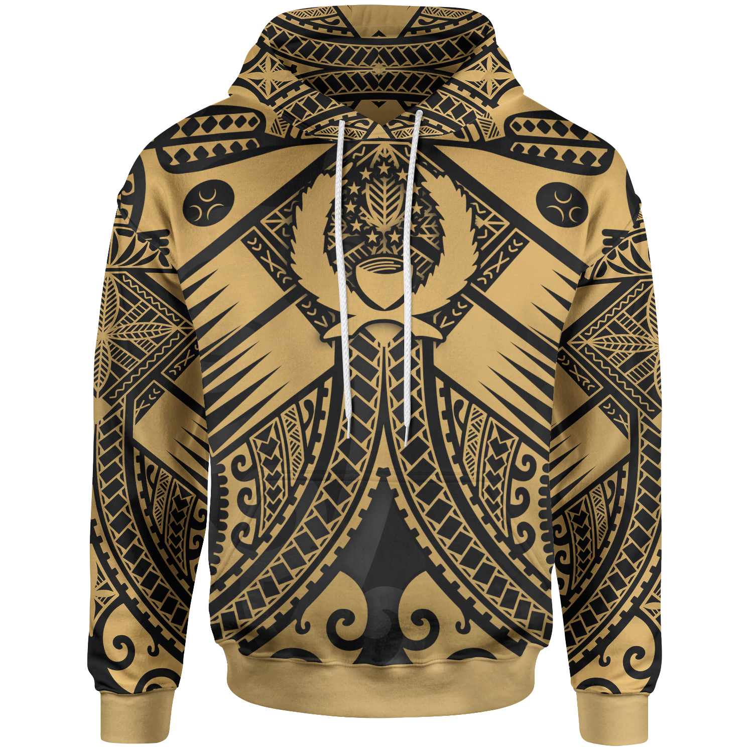 Pohnpei Hoodie Gold Seal with Polynesian Tattoo Unisex Gold - Polynesian Pride