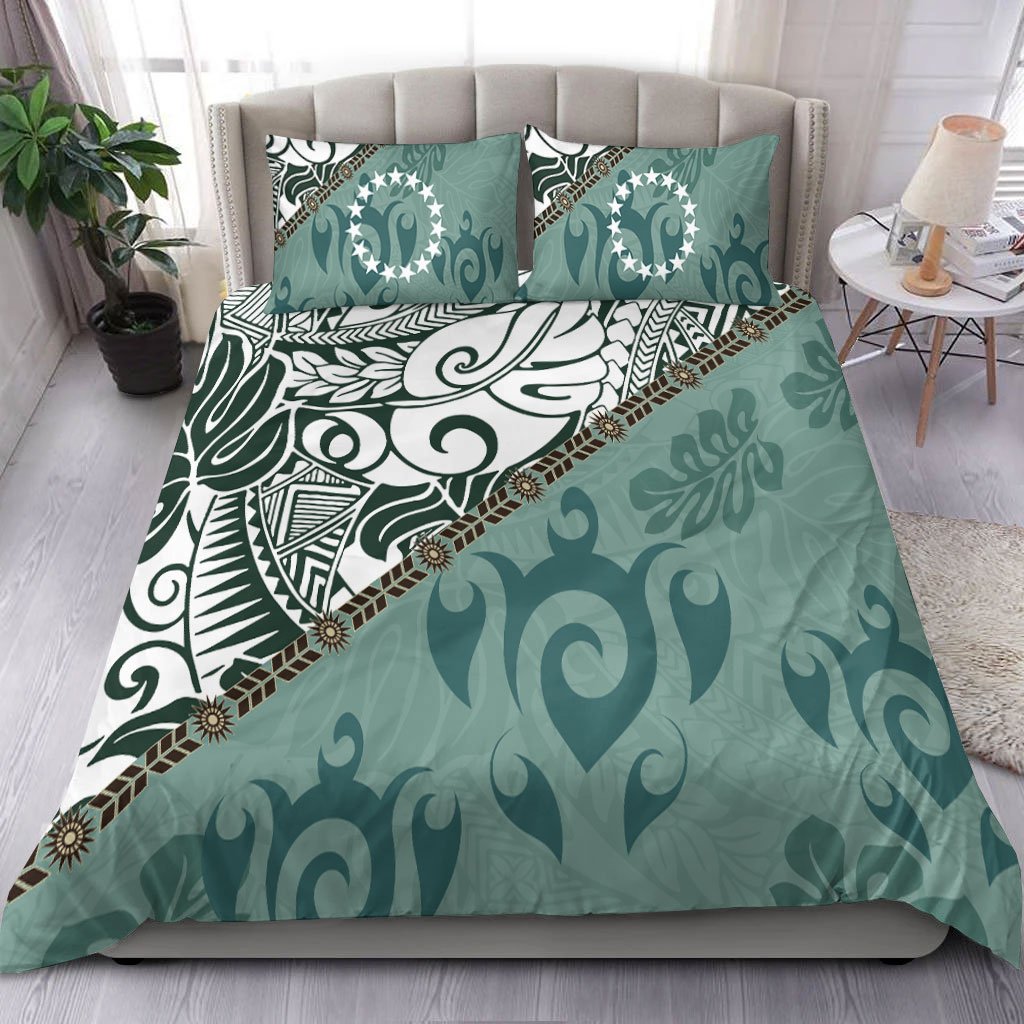 Cook Islands Bedding Set - Leaves And Turtles Green - Polynesian Pride