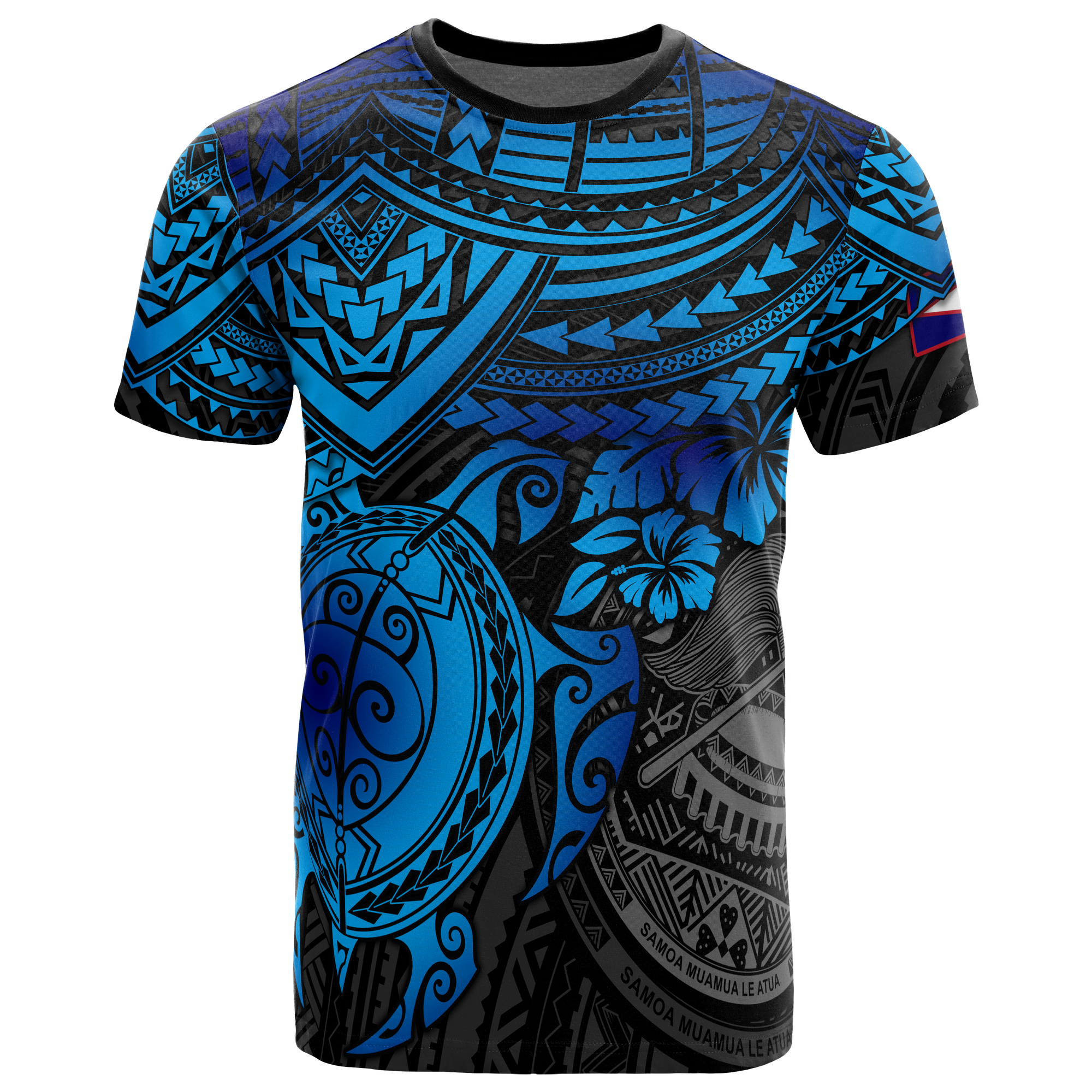 American Samoa T Shirt American Samoan Seal Polynesian Blue Turtle Hibiscus Unisex Blue - Polynesian Pride