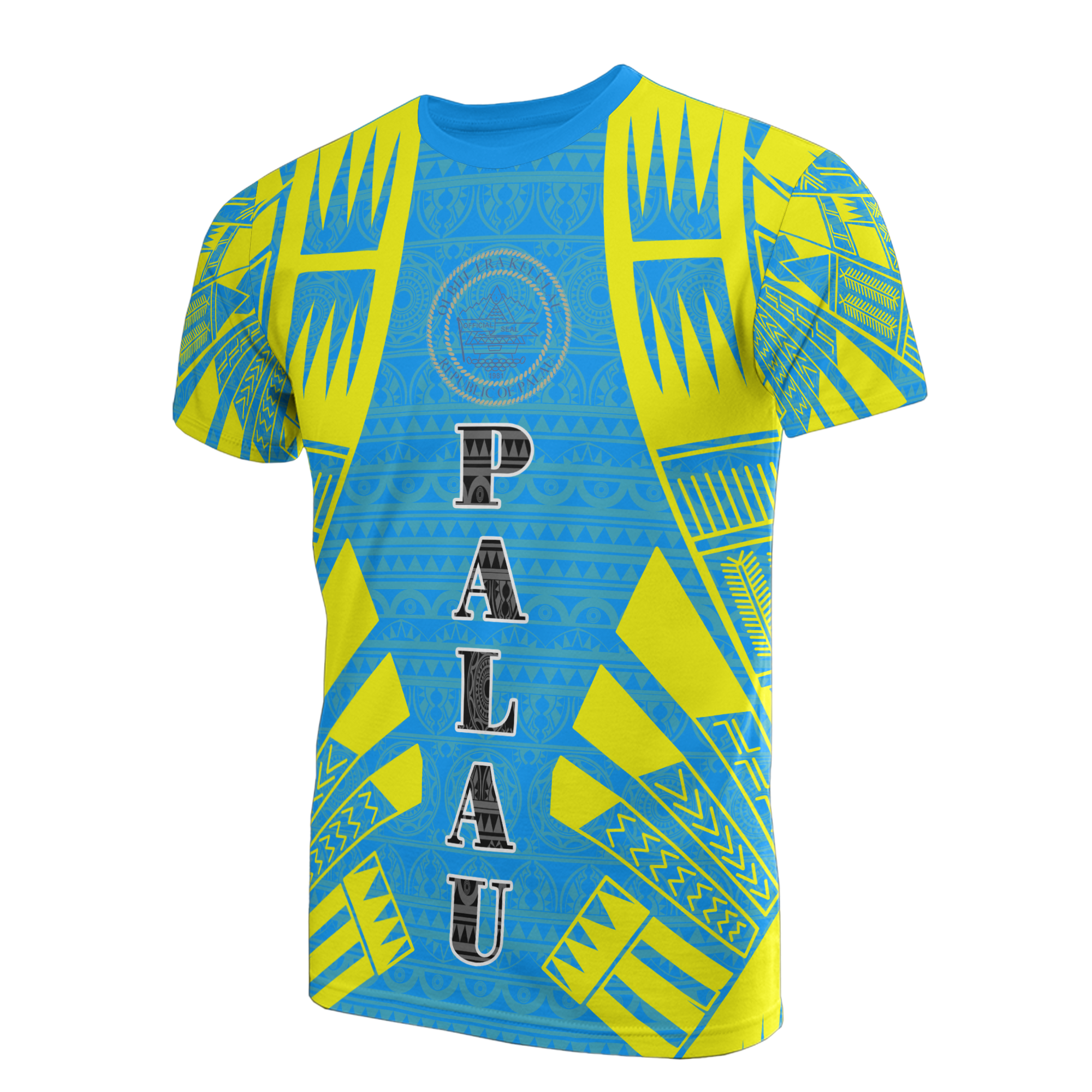 Palau T Shirt Palau Seal Polynesian Tattoo Blue Style Unisex Art - Polynesian Pride