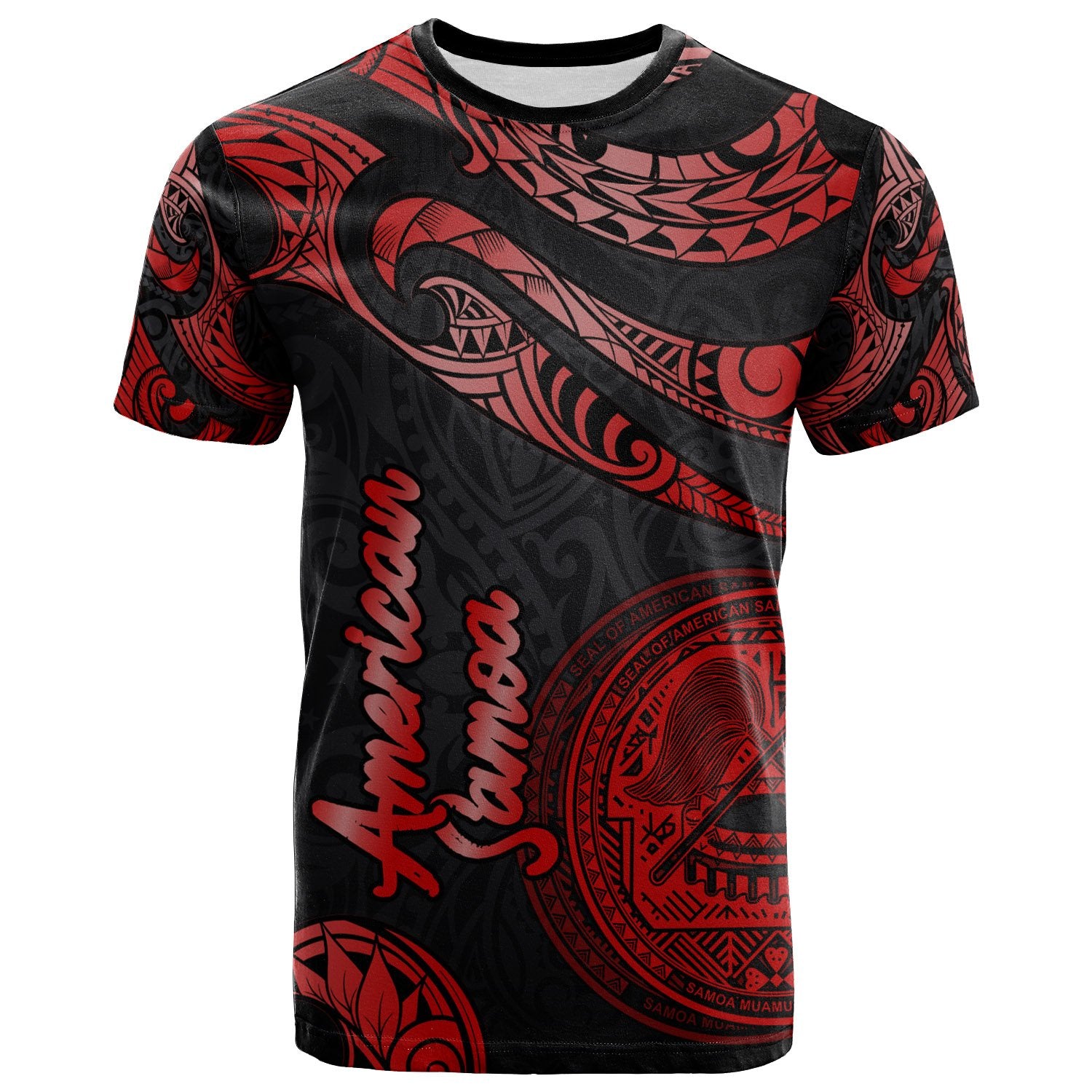 American Samoa Polynesian T Shirt Polynesian Tattoo Red Version Unisex Red - Polynesian Pride