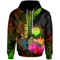 Northern Mariana Islands Polynesian Hoodie Hibiscus and Banana Leaves Unisex Reggae - Polynesian Pride