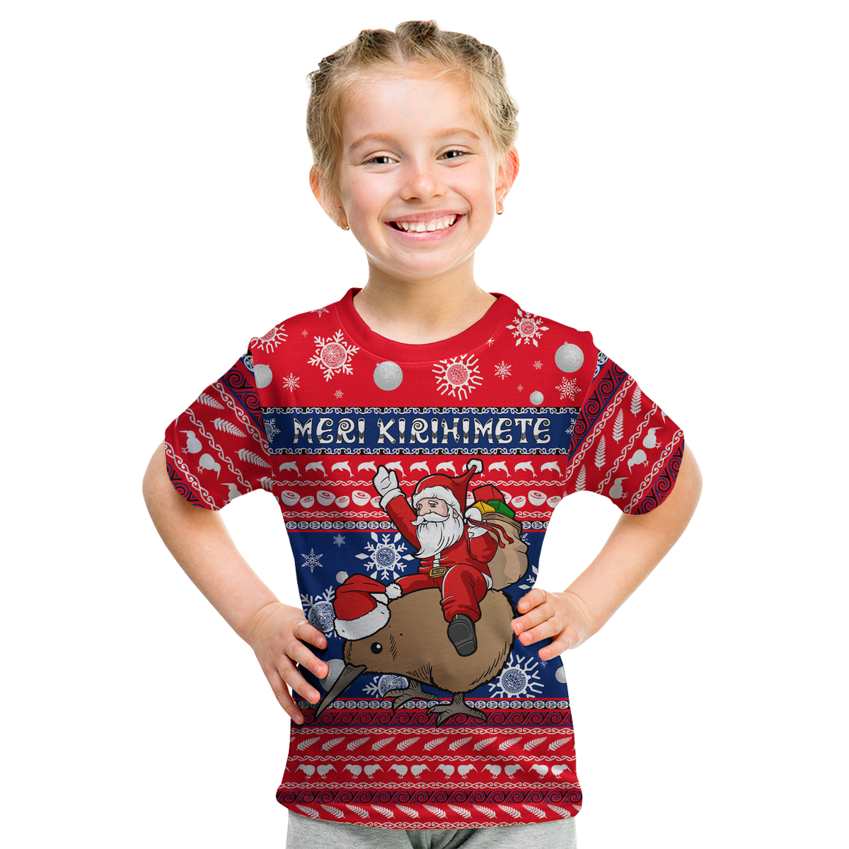 Custom New Zealand Maori Meri Kirihimete T Shirt LT2 - Polynesian Pride