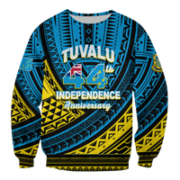 (Custom Personalised) Tuvalu Sweatshirt 44th Independence Anniversary - Tribal Pattern - LT12 Unisex Blue - Polynesian Pride
