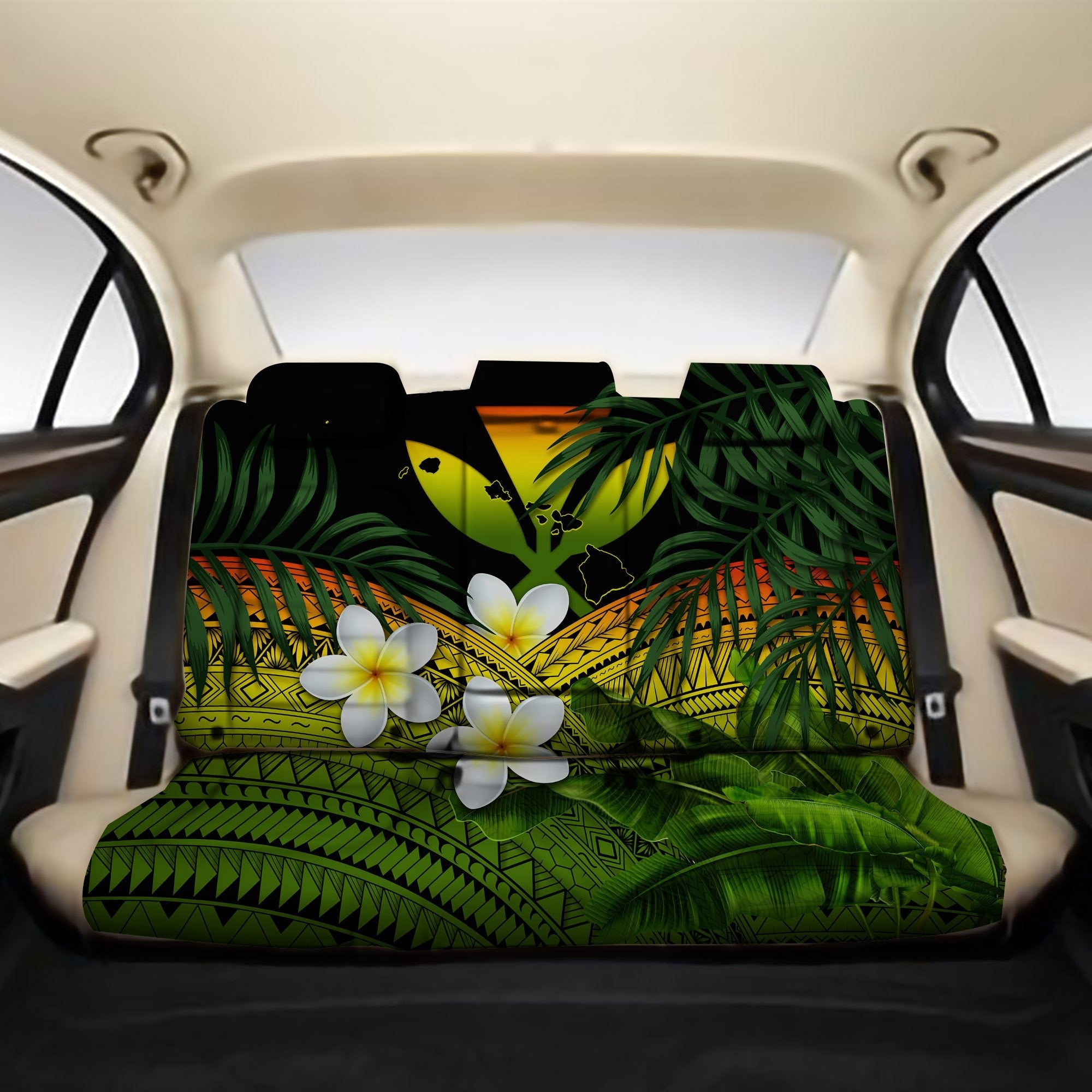 Kanaka Maoli (Hawaiian) Back Car Seat Covers - Polynesian Plumeria Banana Leaves Reggae One Size Reggae - Polynesian Pride