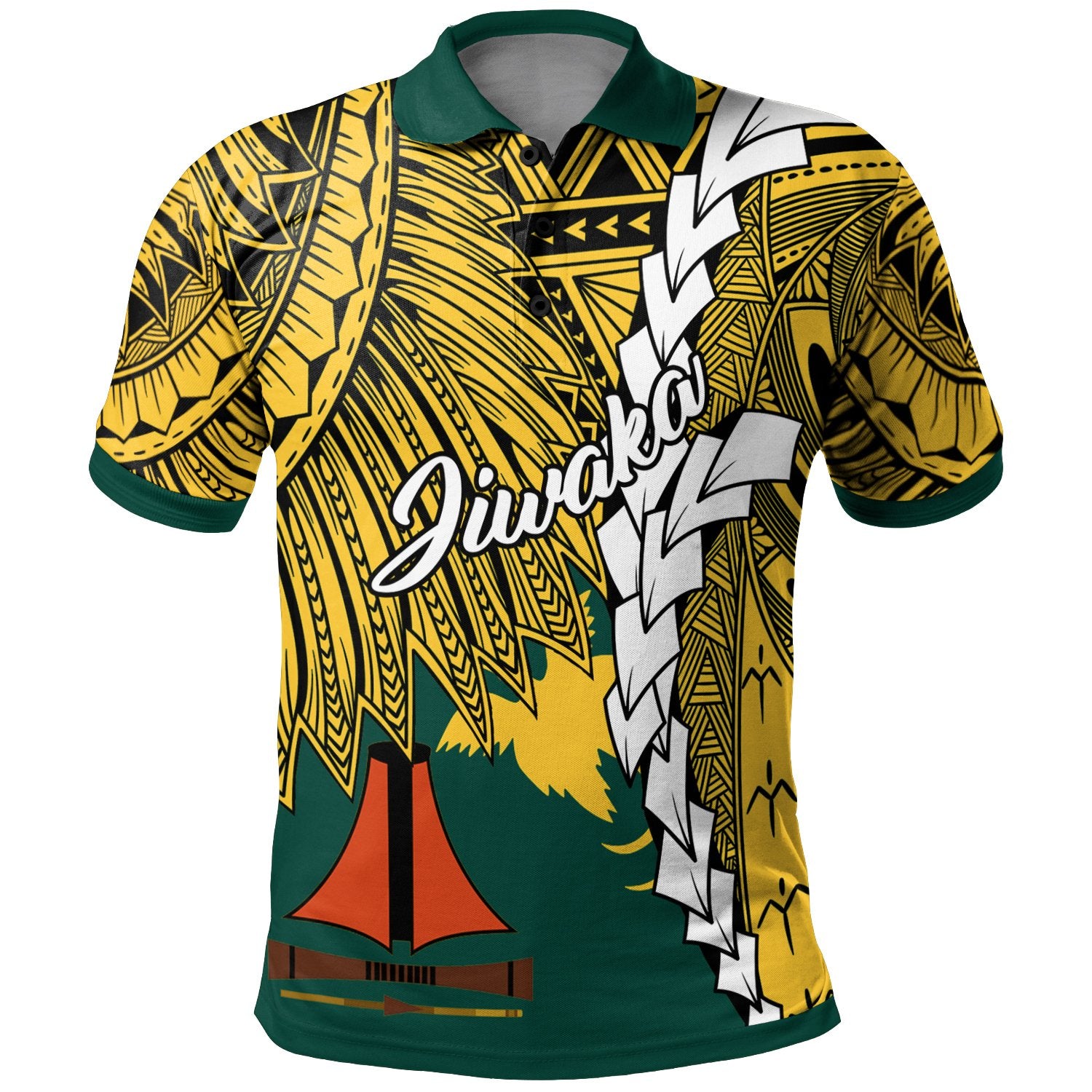 Papua New Guinea Jiwaka Province Polynesian Polo Shirt Tribal Wave Tattoo Unisex Yellow - Polynesian Pride