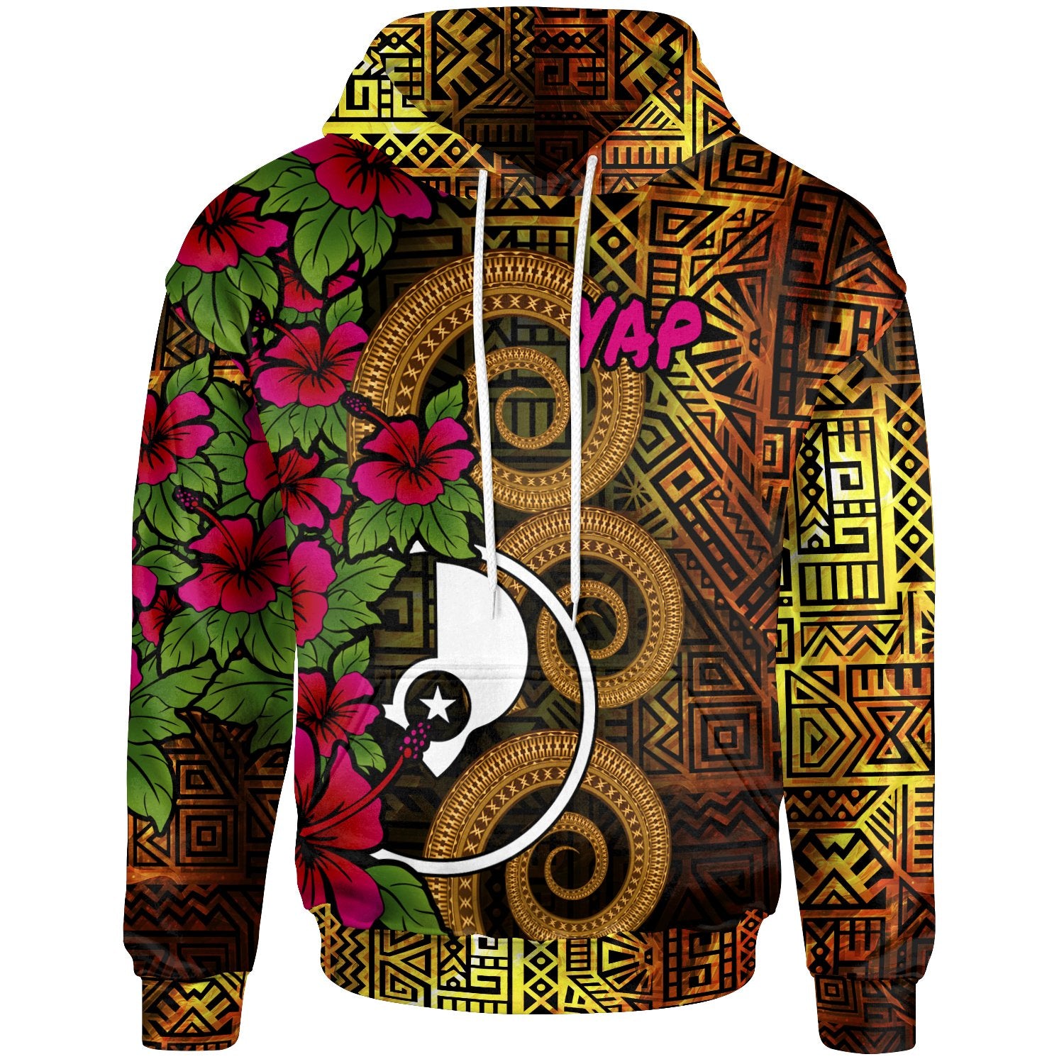 Yap Micronesia Hoodie Hibiscus Vintage Orange - Polynesian Pride