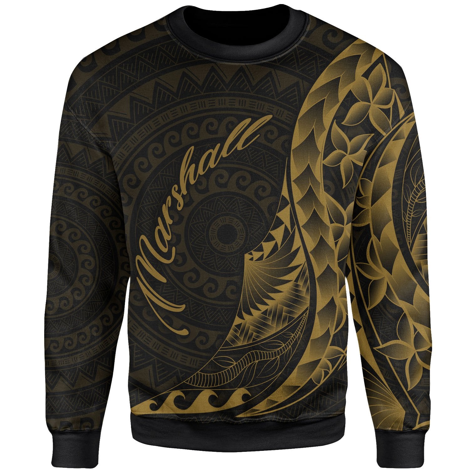 Marshall Islands Sweatshirt - Polynesian Pattern Style Gold Color Unisex Gold - Polynesian Pride