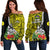 New Caledonia Polynesian Coat Of Arms Mix Tropical Flowers Off Shoulder Sweater LT14 Women Yellow - Polynesian Pride