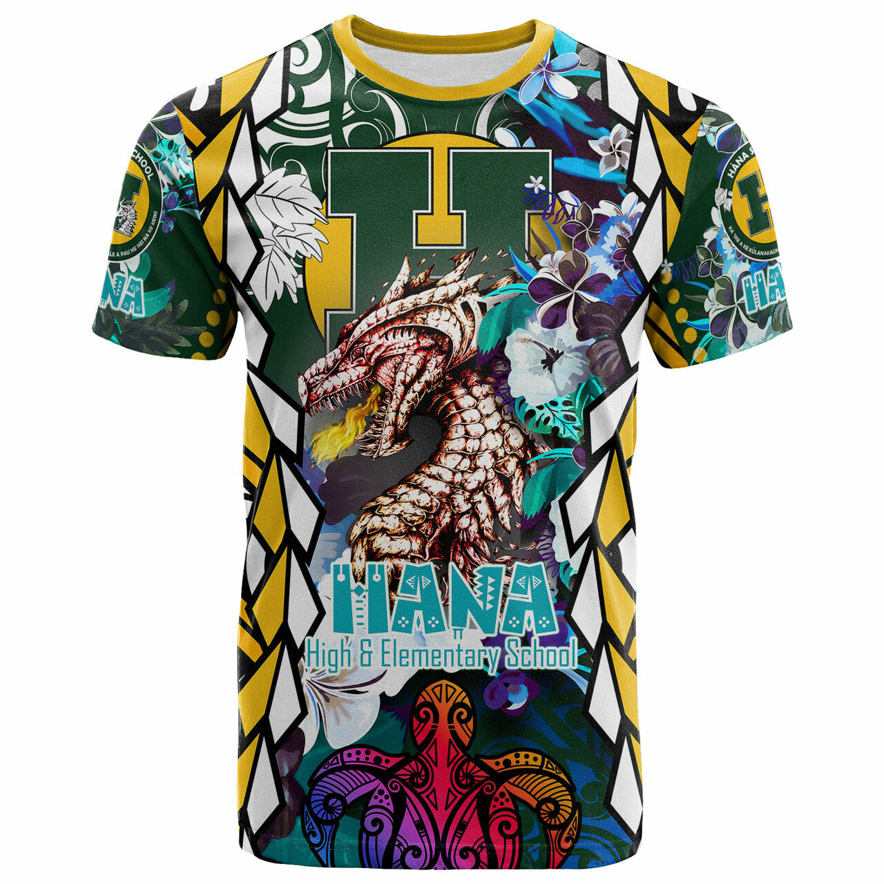 Hawaii Custom T Shirt Hana High & Intermediate School Fire Dragon Polynesian Culture Pride LT10 Green - Polynesian Pride