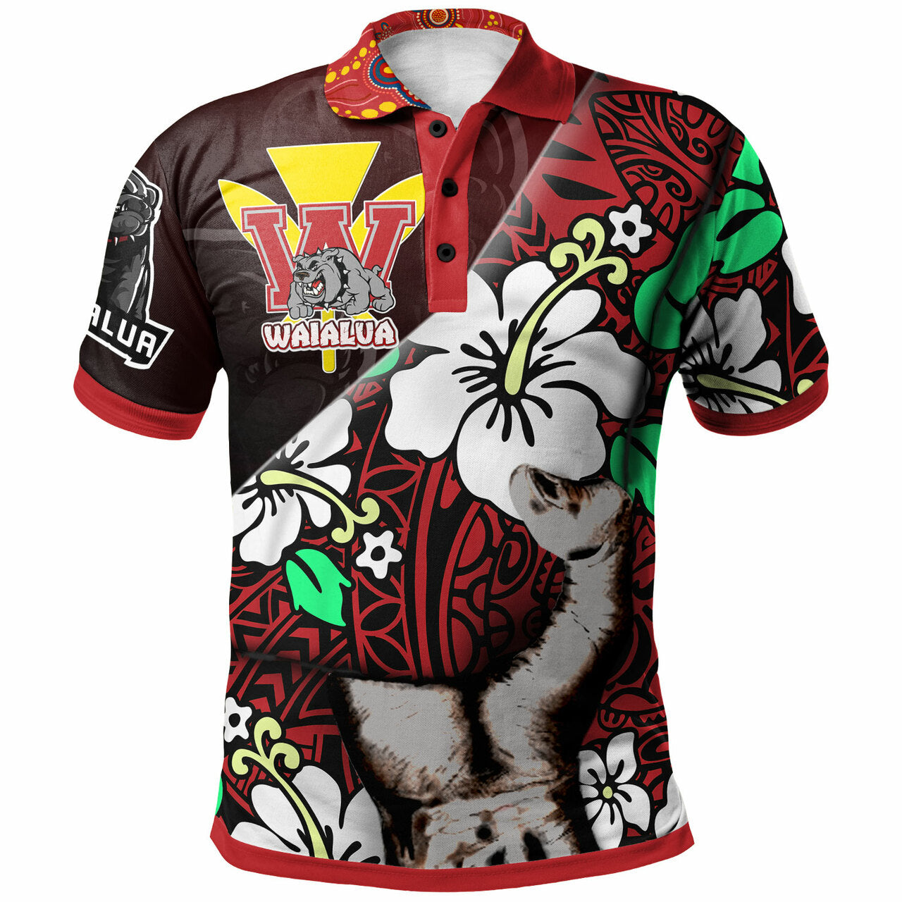 Hawaii Waialua School Polynesian Custom Patronage Polo Shirt The Waialua High and Intermediate School Bloods In My Veins LT10 Red - Polynesian Pride