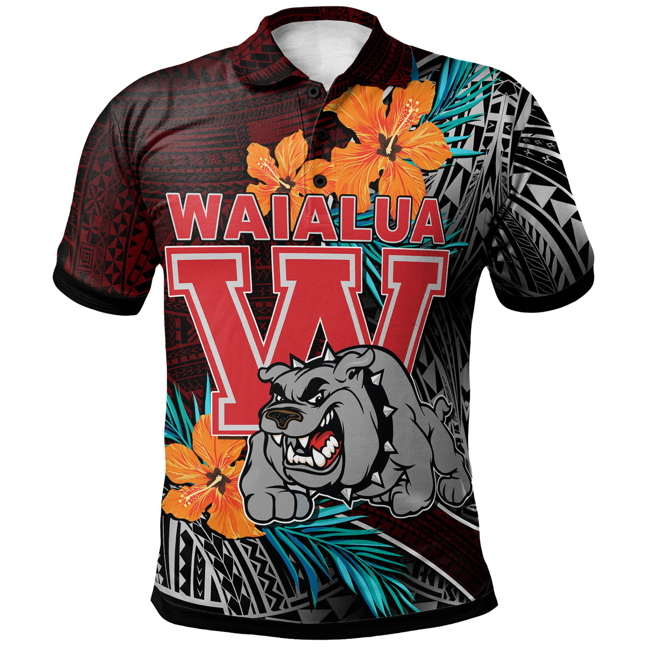 Hawaii Custom Polo Shirt Waialua High and Intermediate School Polynesian Tribal Pattern LT10 Red - Polynesian Pride