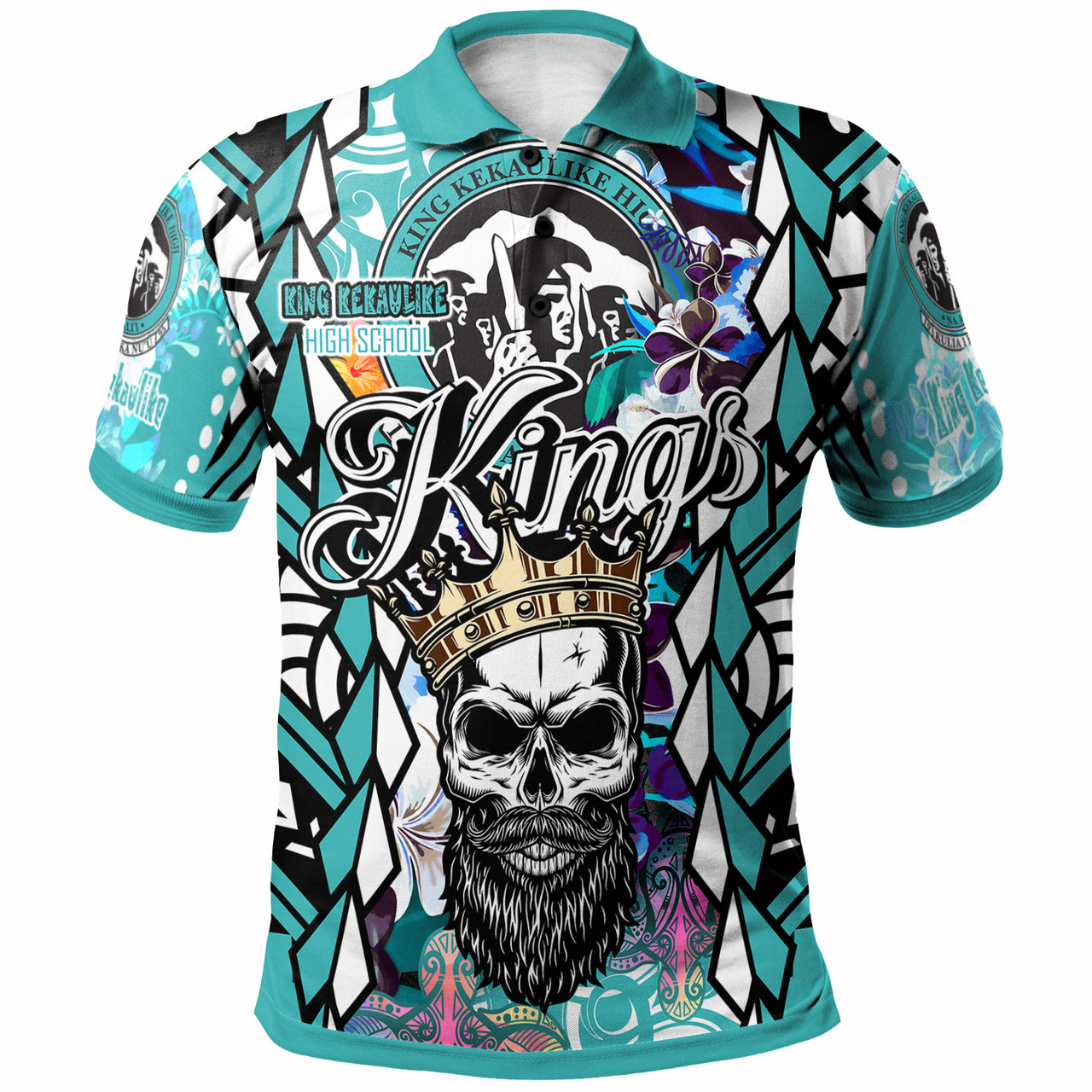 Hawaii Custom Polo Shirt King Kekaulike High School The Kings Of Maui Tribal Patterns LT10 Blue - Polynesian Pride