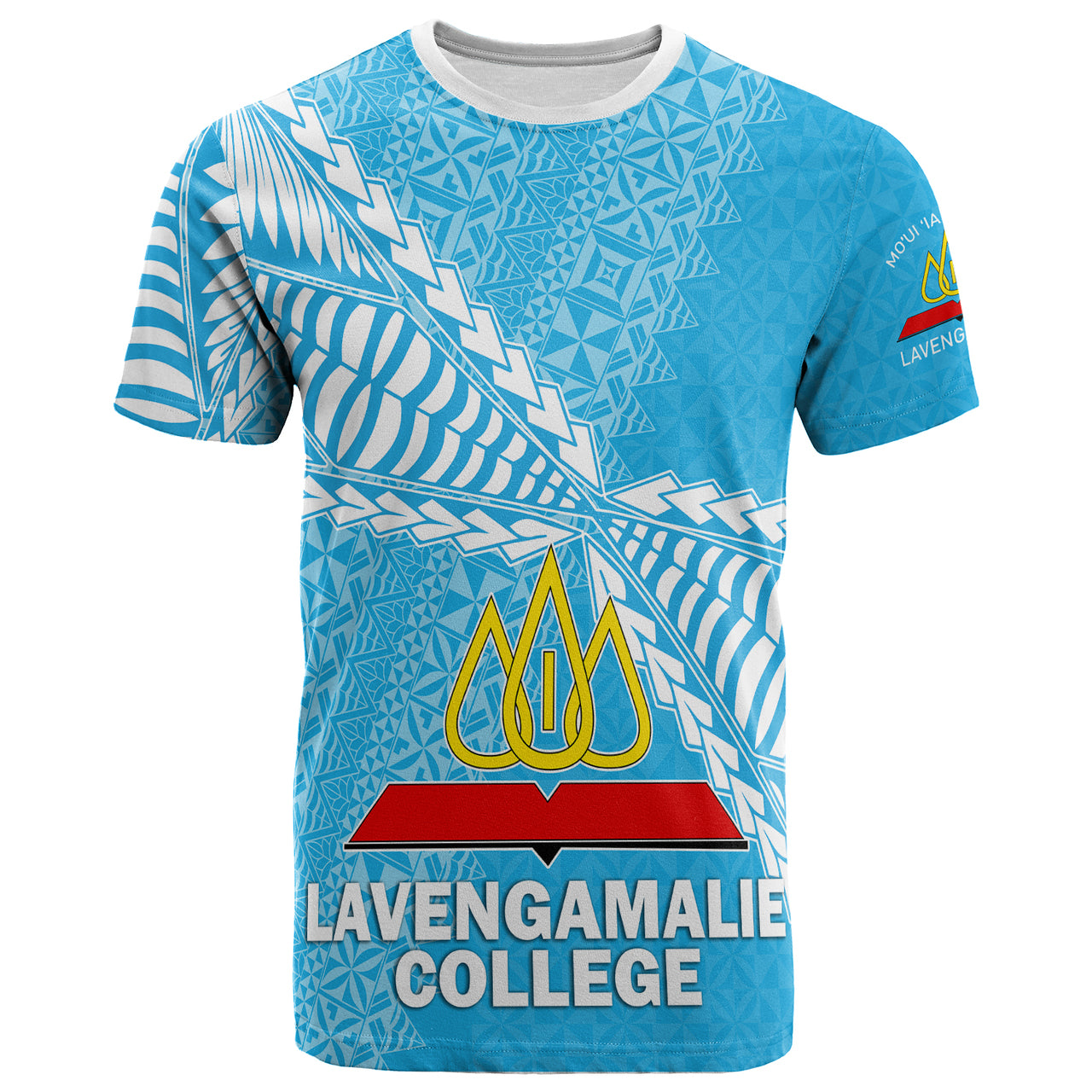 Tonga Custom T Shirt Lavengamalie College Tongan Pattern LT10 Blue - Polynesian Pride