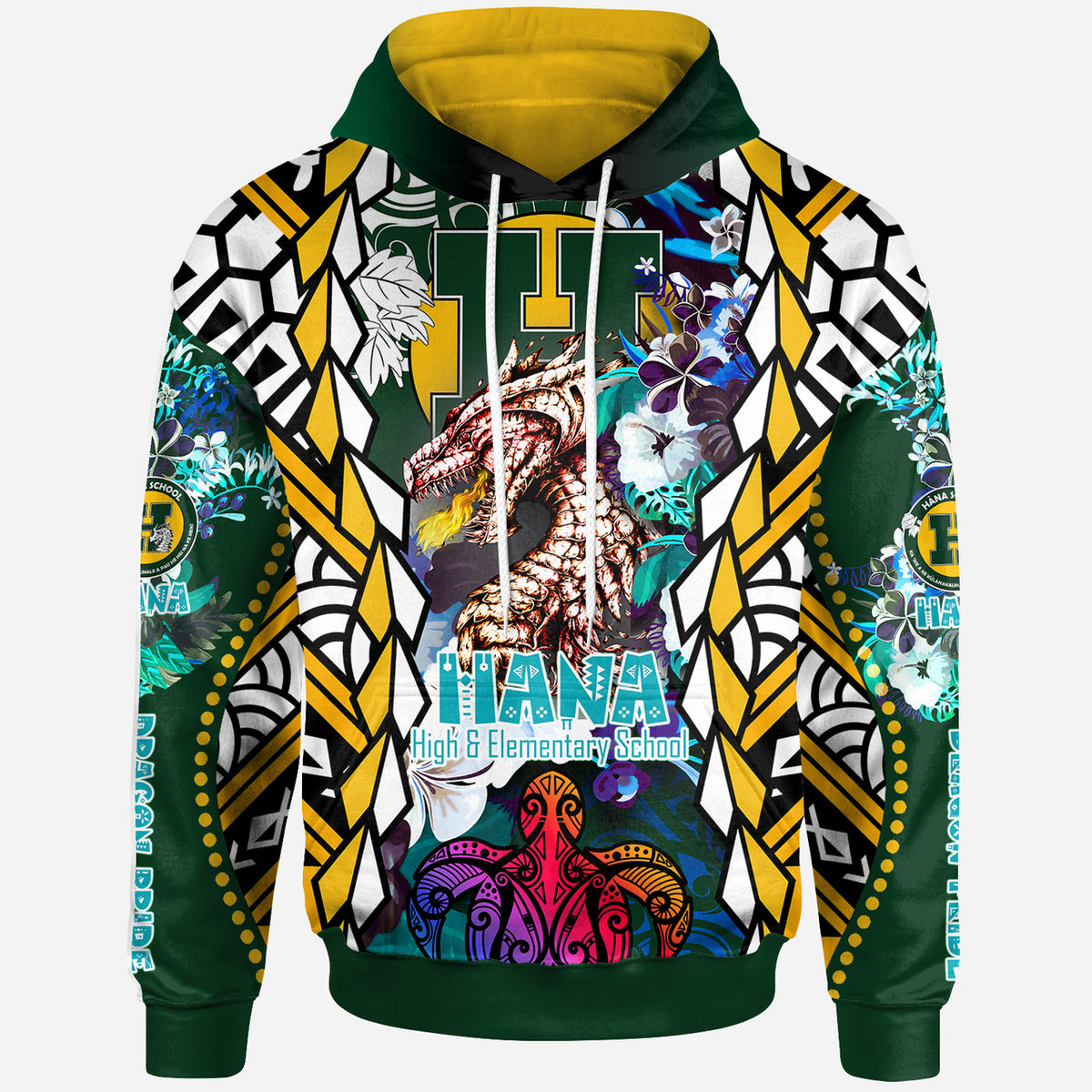 Hawaii Custom Hoodie Hana High & Intermediate School Fire Dragon Polynesian Culture Pride LT10 - Polynesian Pride